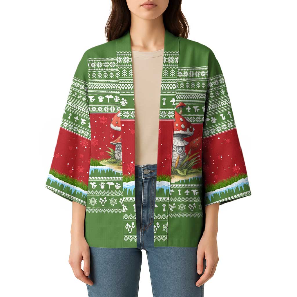 Christmas Mushroom House Kimono Xmas Holiday Patterns - Wonder Print Shop