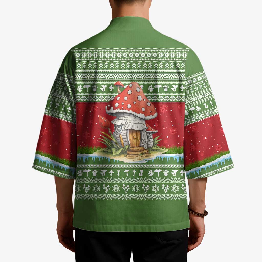 Christmas Mushroom House Kimono Xmas Holiday Patterns - Wonder Print Shop