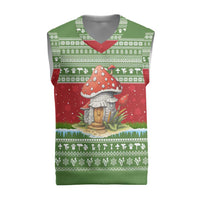 Christmas Mushroom House Christmas Knitted V-Neck Vest Xmas Holiday Patterns - Wonder Print Shop