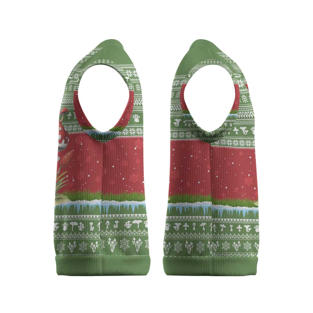 Christmas Mushroom House Christmas Knitted V-Neck Vest Xmas Holiday Patterns - Wonder Print Shop