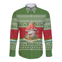 Christmas Mushroom House Long Sleeve Button Shirt Xmas Holiday Patterns - Wonder Print Shop