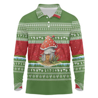 Christmas Mushroom House Long Sleeve Polo Shirt Xmas Holiday Patterns - Wonder Print Shop