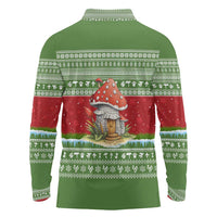 Christmas Mushroom House Long Sleeve Polo Shirt Xmas Holiday Patterns - Wonder Print Shop