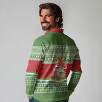 Christmas Mushroom House Long Sleeve Polo Shirt Xmas Holiday Patterns - Wonder Print Shop