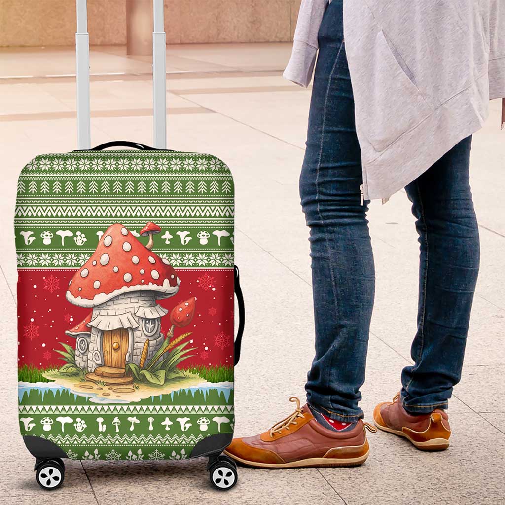 Christmas Mushroom House Luggage Cover Xmas Holiday Patterns - Wonder Print Shop