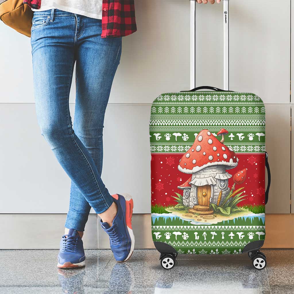 Christmas Mushroom House Luggage Cover Xmas Holiday Patterns - Wonder Print Shop