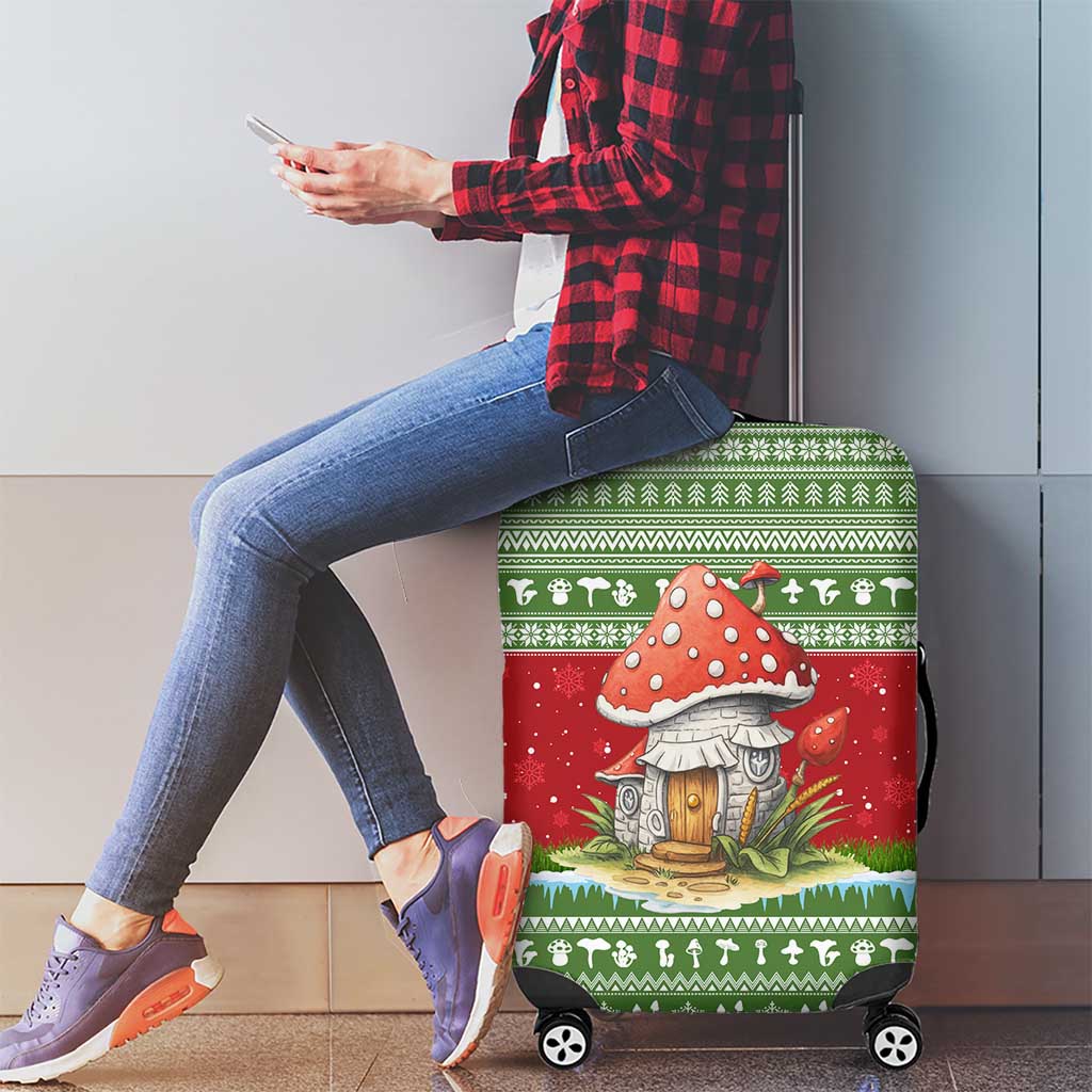 Christmas Mushroom House Luggage Cover Xmas Holiday Patterns - Wonder Print Shop