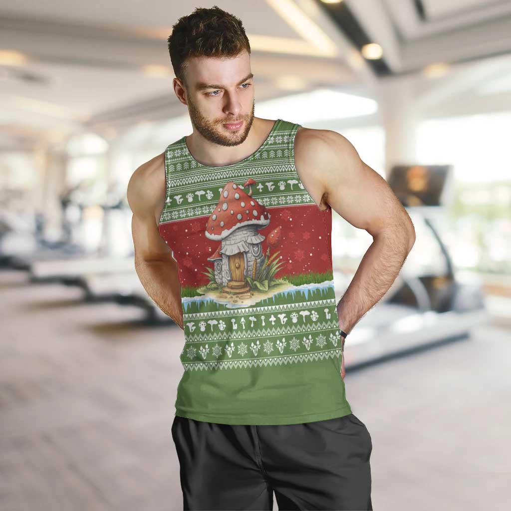 Christmas Mushroom House Men Tank Top Xmas Holiday Patterns - Wonder Print Shop