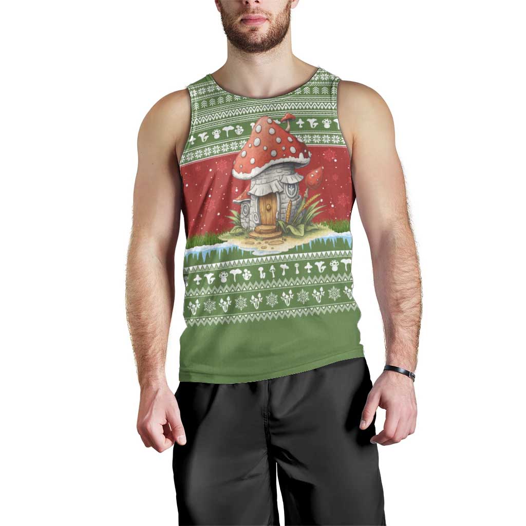 Christmas Mushroom House Men Tank Top Xmas Holiday Patterns - Wonder Print Shop