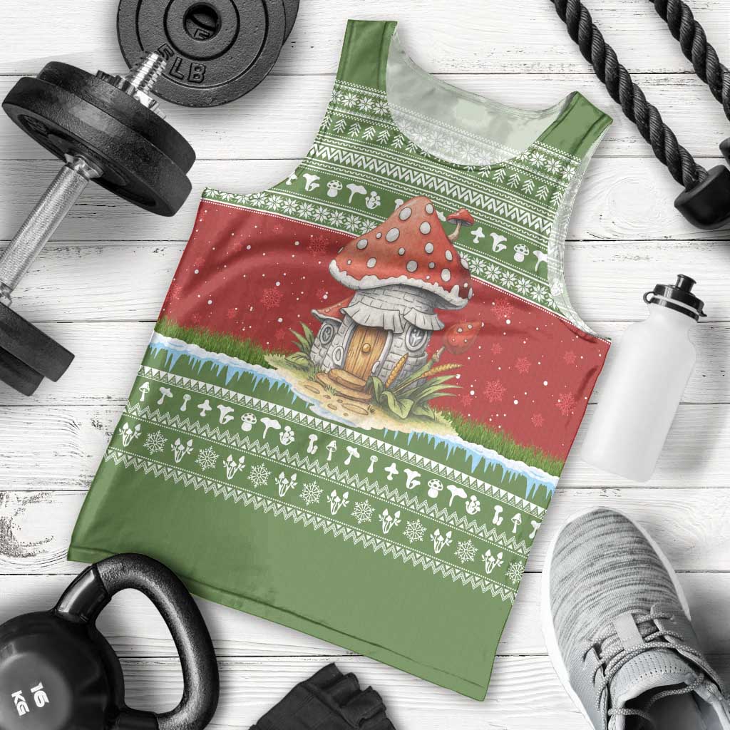 Christmas Mushroom House Men Tank Top Xmas Holiday Patterns - Wonder Print Shop