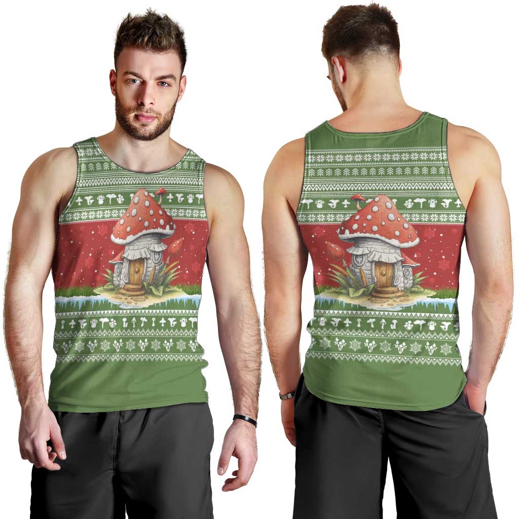 Christmas Mushroom House Men Tank Top Xmas Holiday Patterns - Wonder Print Shop