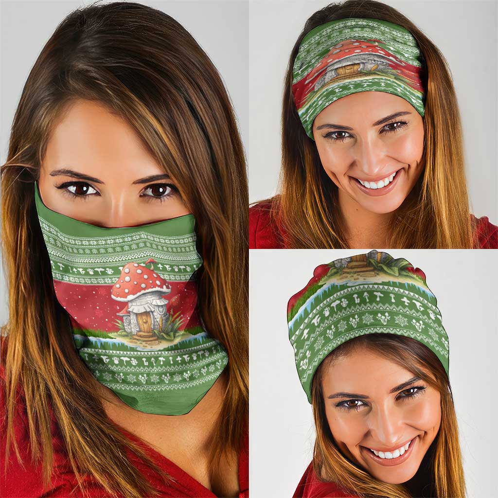 Christmas Mushroom House Neck Gaiter Xmas Holiday Patterns - Wonder Print Shop