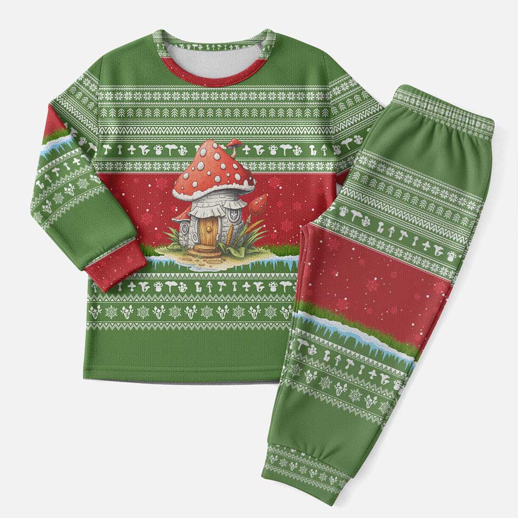 Christmas Mushroom House Christmas Pajama Set Xmas Holiday Patterns - Wonder Print Shop
