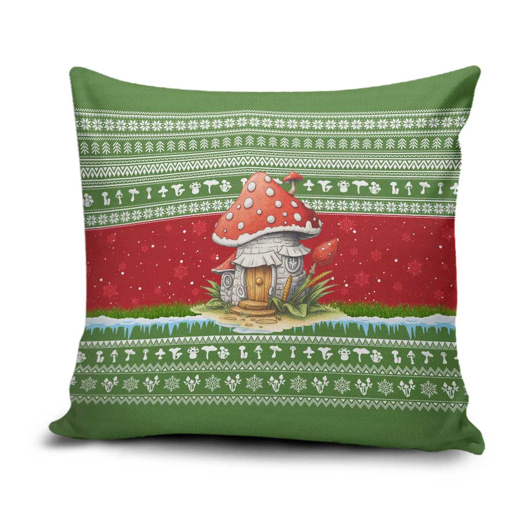 Christmas Mushroom House Pillow Cover Xmas Holiday Patterns - Wonder Print Shop