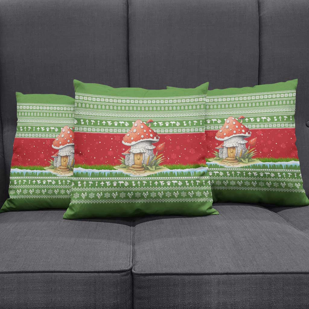 Christmas Mushroom House Pillow Cover Xmas Holiday Patterns - Wonder Print Shop