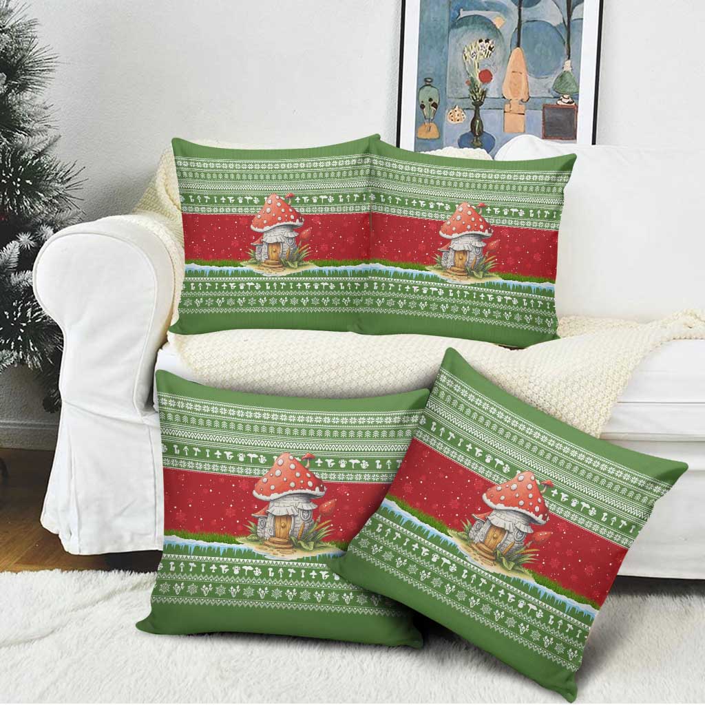 Christmas Mushroom House Pillow Cover Xmas Holiday Patterns - Wonder Print Shop