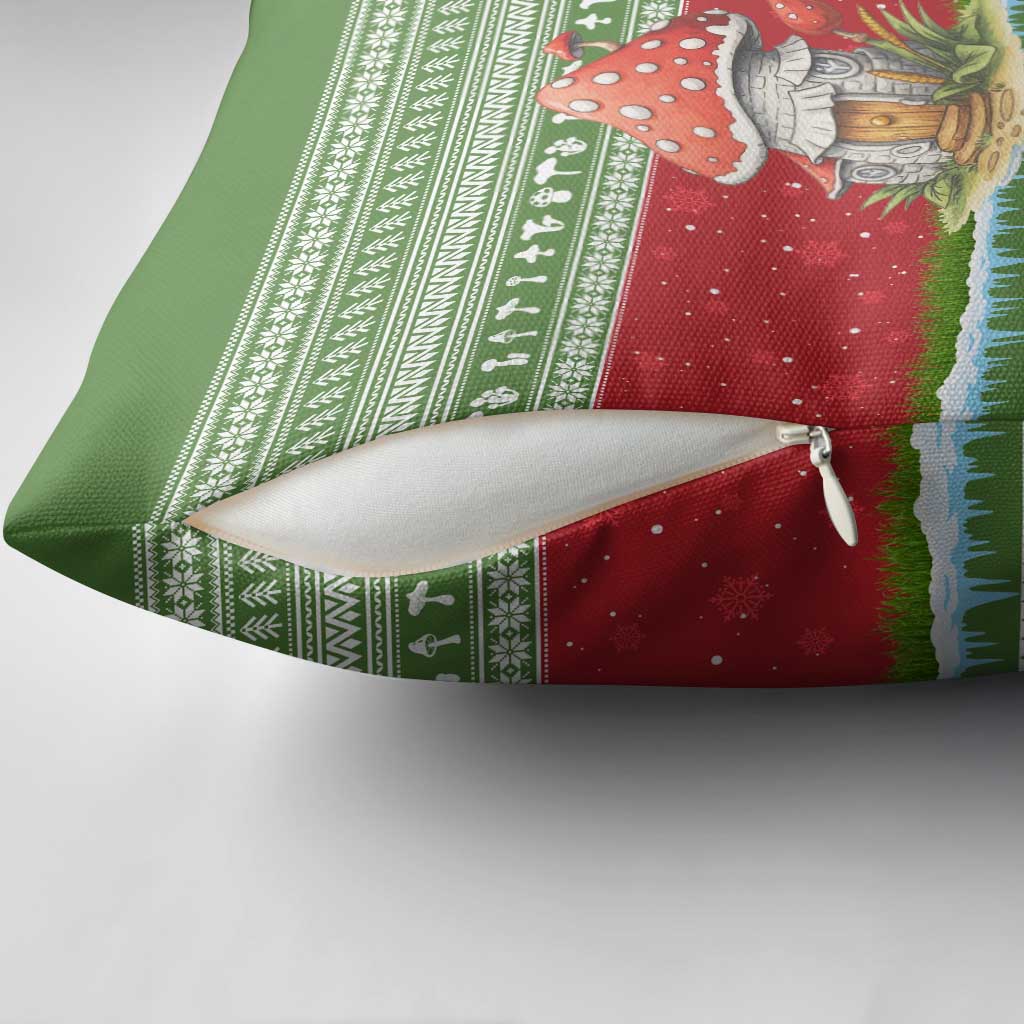 Christmas Mushroom House Pillow Cover Xmas Holiday Patterns - Wonder Print Shop