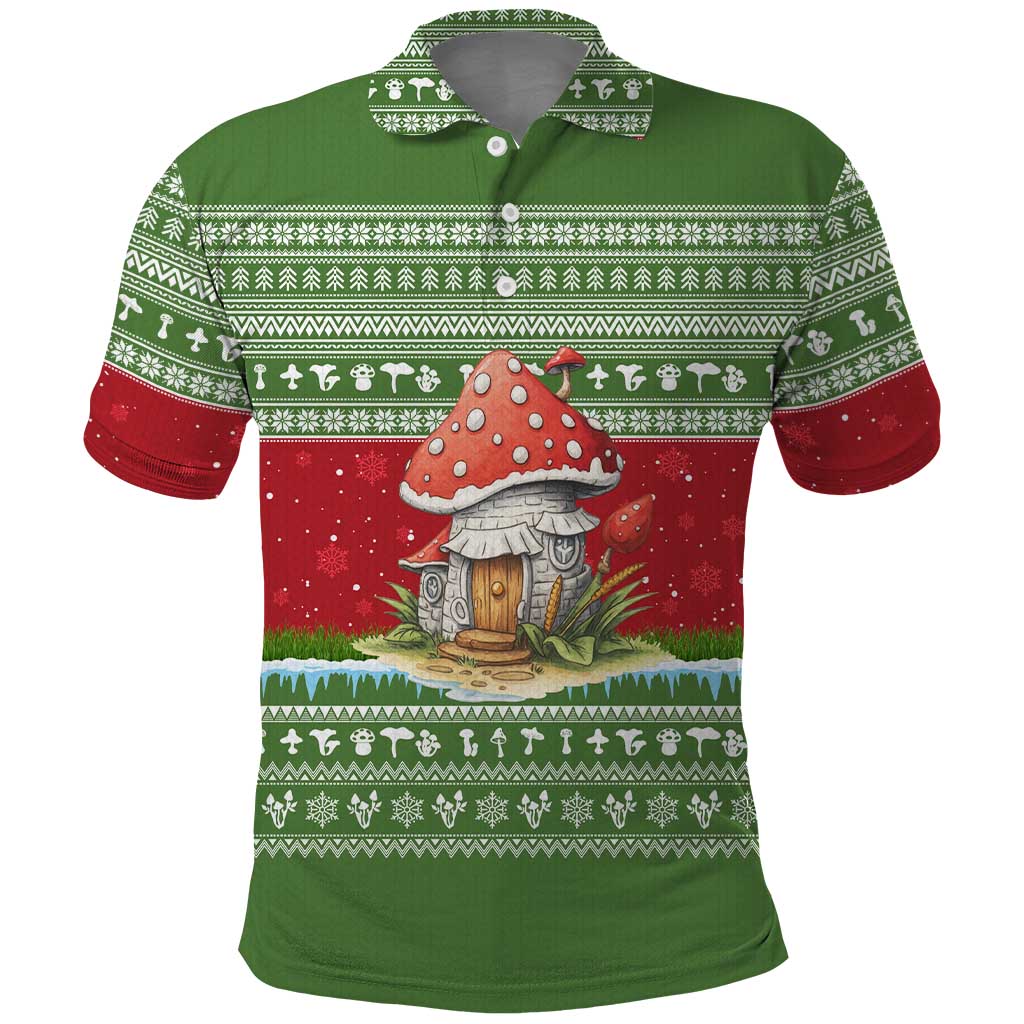 Christmas Mushroom House Polo Shirt Xmas Holiday Patterns - Wonder Print Shop