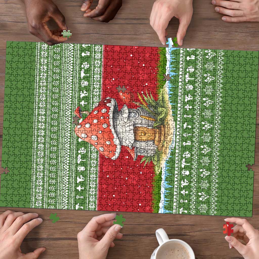 Christmas Mushroom House Puzzle Xmas Holiday Patterns - Wonder Print Shop