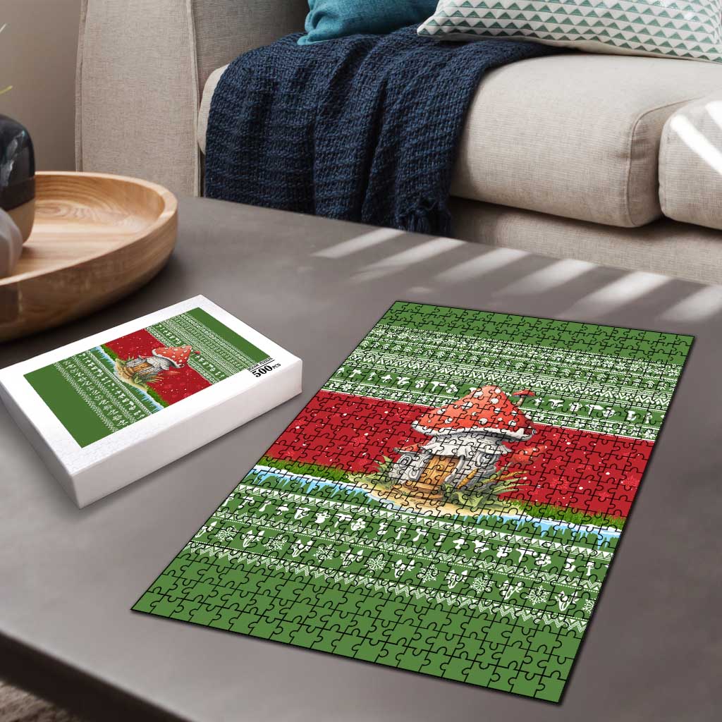 Christmas Mushroom House Puzzle Xmas Holiday Patterns - Wonder Print Shop