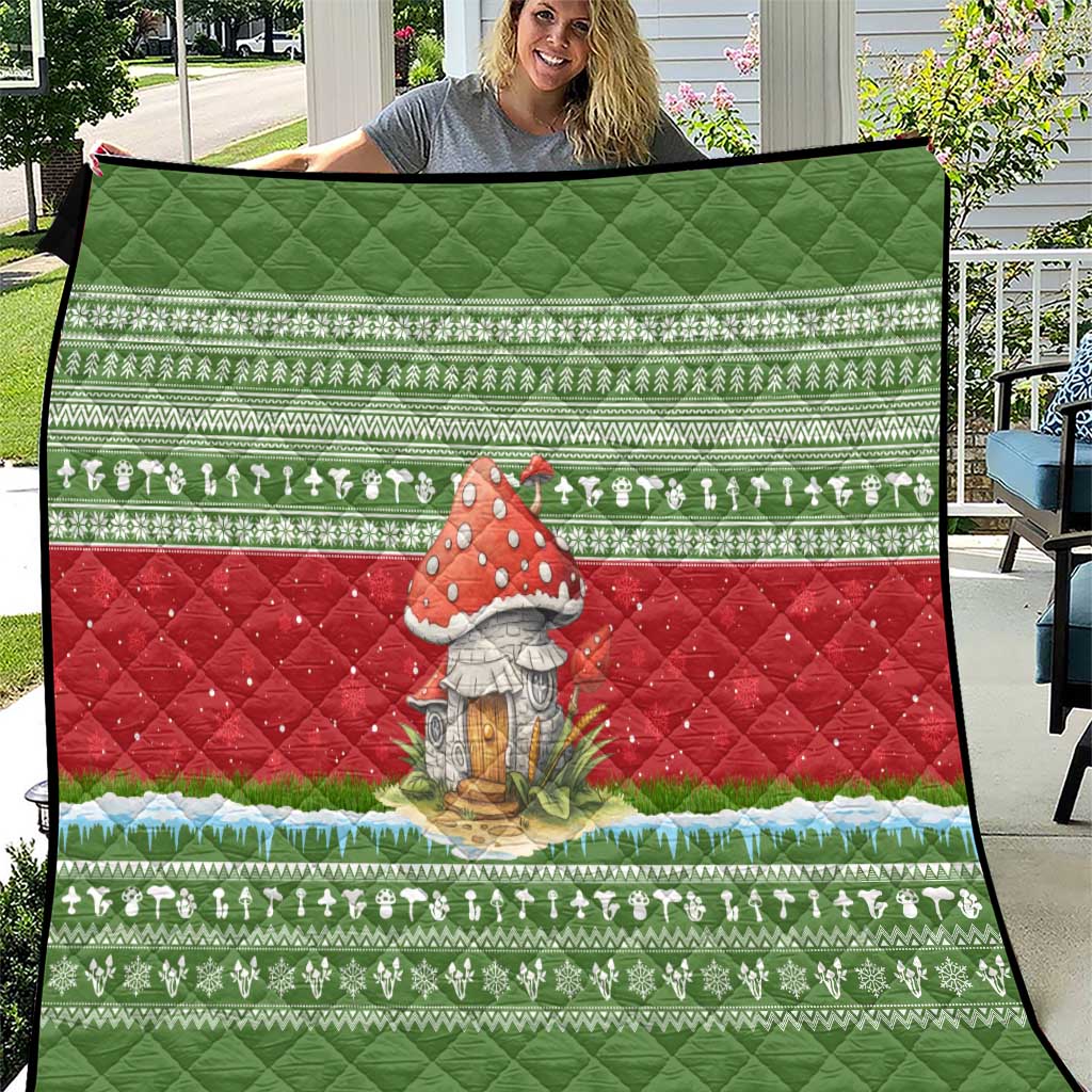 Christmas Mushroom House Quilt Xmas Holiday Patterns - Wonder Print Shop