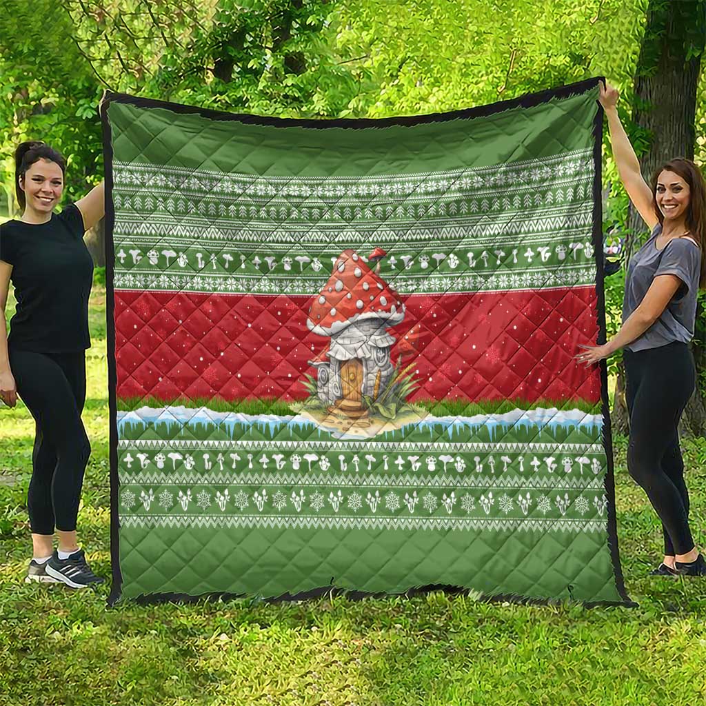 Christmas Mushroom House Quilt Xmas Holiday Patterns - Wonder Print Shop
