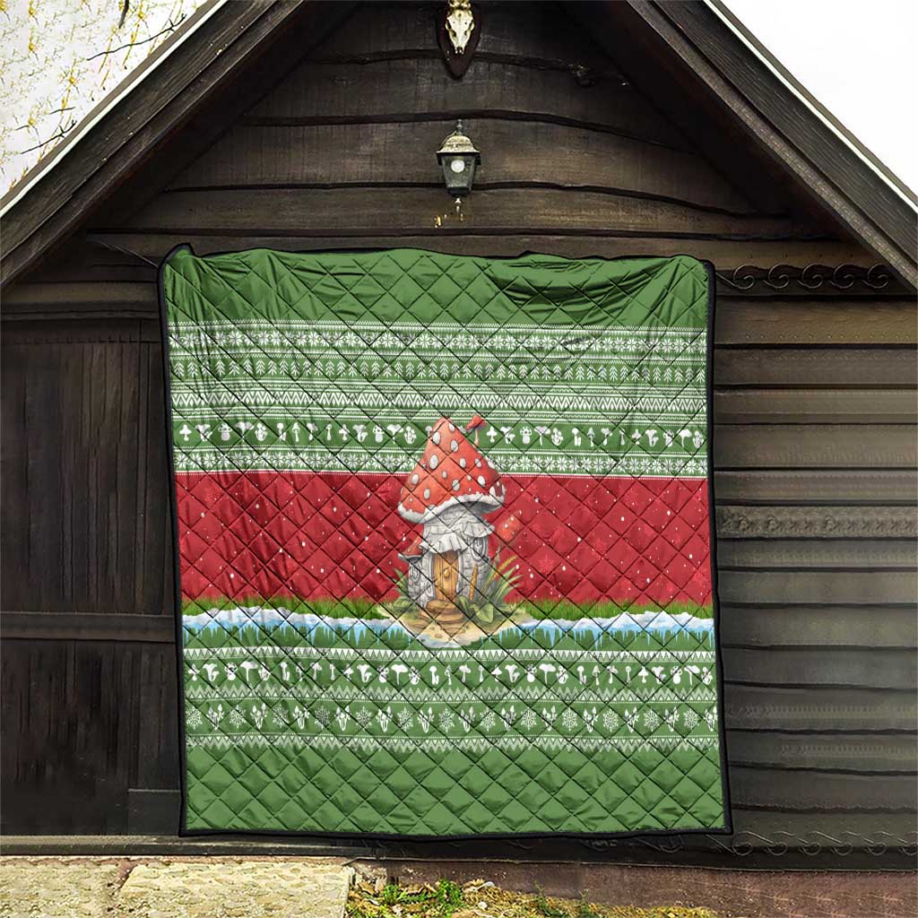 Christmas Mushroom House Quilt Xmas Holiday Patterns - Wonder Print Shop
