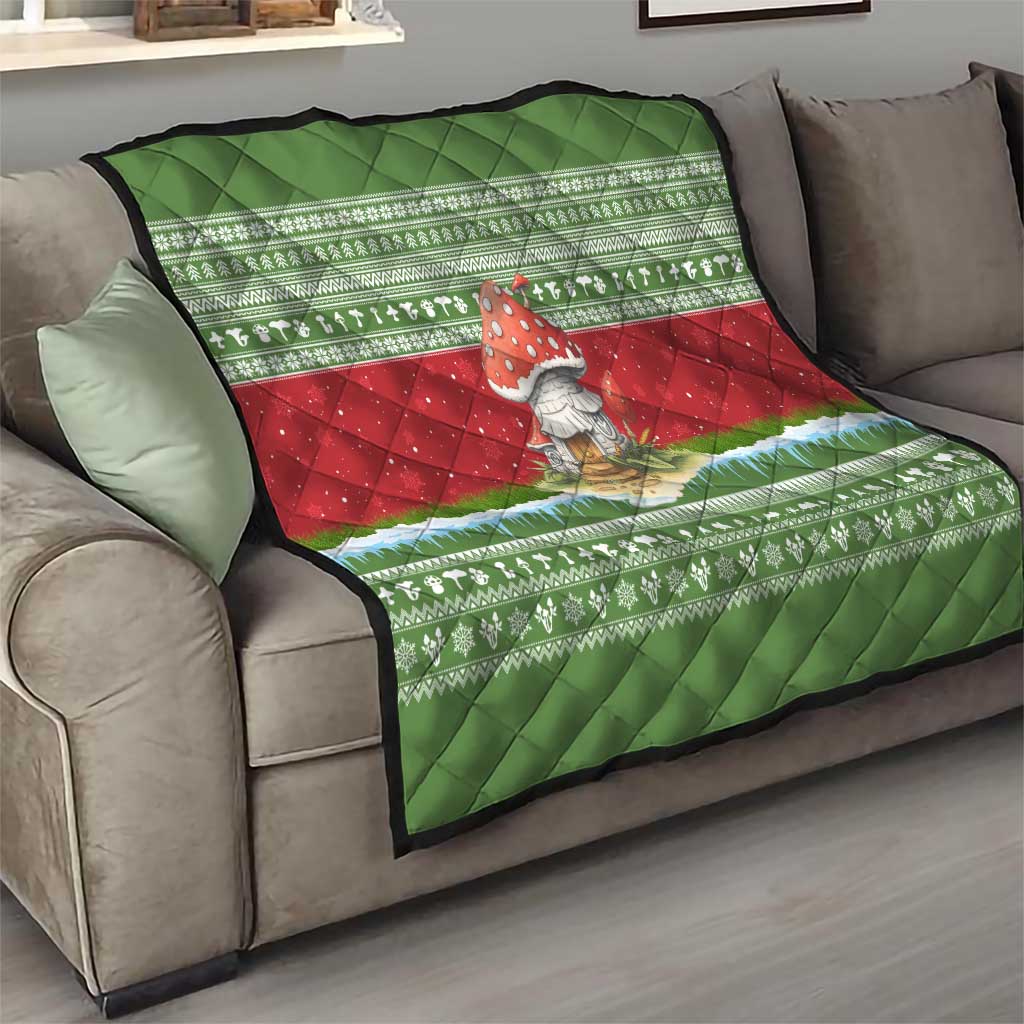 Christmas Mushroom House Quilt Xmas Holiday Patterns - Wonder Print Shop