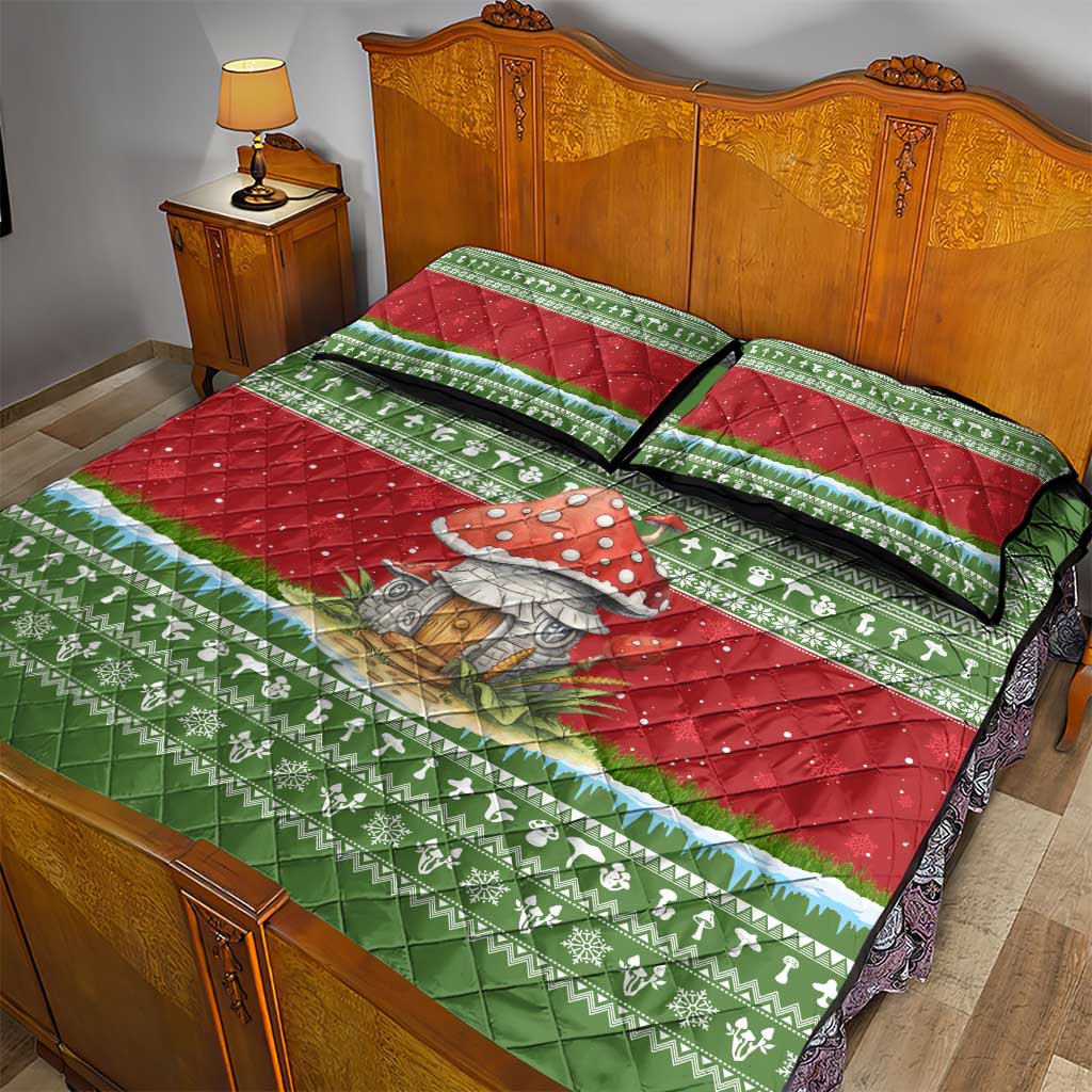 Christmas Mushroom House Quilt Bed Set Xmas Holiday Patterns - Wonder Print Shop