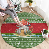 Christmas Mushroom House Round Carpet Xmas Holiday Patterns - Wonder Print Shop