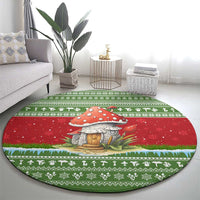 Christmas Mushroom House Round Carpet Xmas Holiday Patterns - Wonder Print Shop
