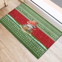 Christmas Mushroom House Rubber Doormat Xmas Holiday Patterns - Wonder Print Shop