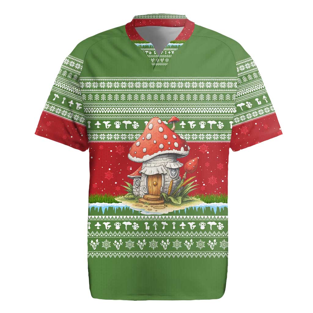 Christmas Mushroom House Rugby Jersey Xmas Holiday Patterns - Wonder Print Shop