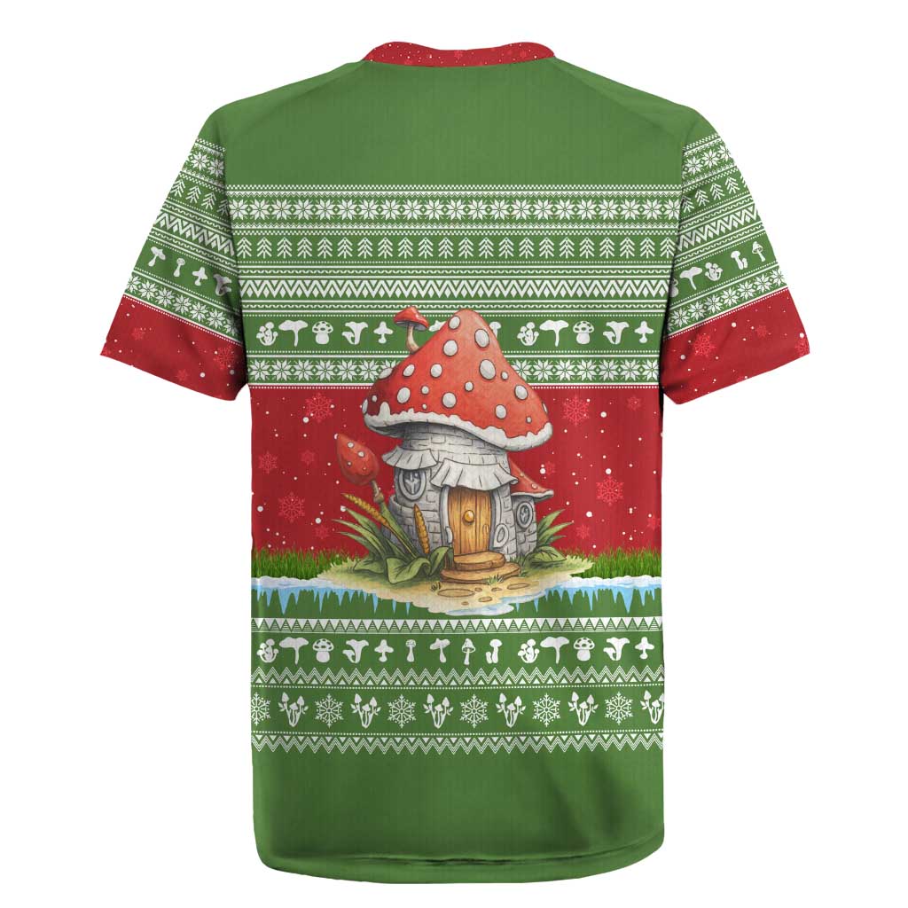 Christmas Mushroom House Rugby Jersey Xmas Holiday Patterns - Wonder Print Shop