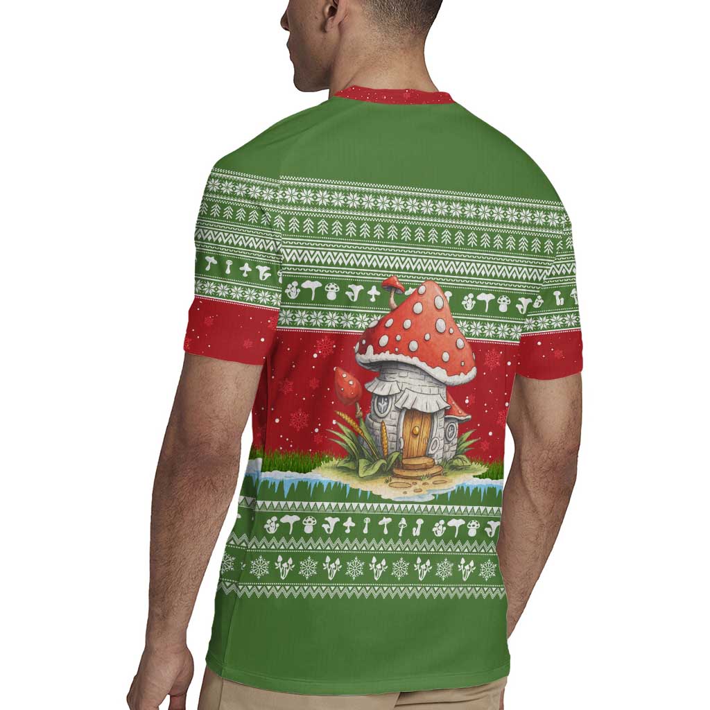 Christmas Mushroom House Rugby Jersey Xmas Holiday Patterns - Wonder Print Shop