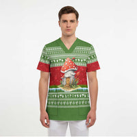 Christmas Mushroom House Scrub Top Xmas Holiday Patterns - Wonder Print Shop
