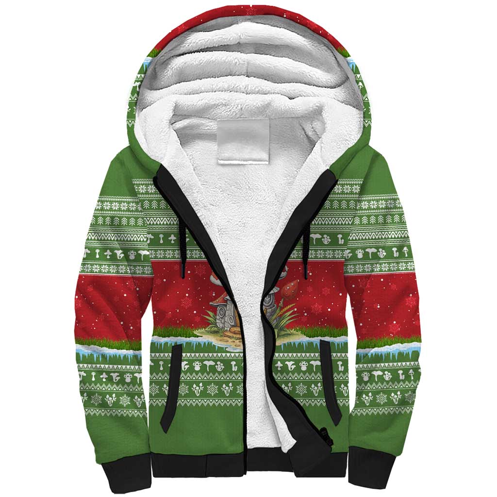 Christmas Mushroom House Sherpa Hoodie Xmas Holiday Patterns - Wonder Print Shop