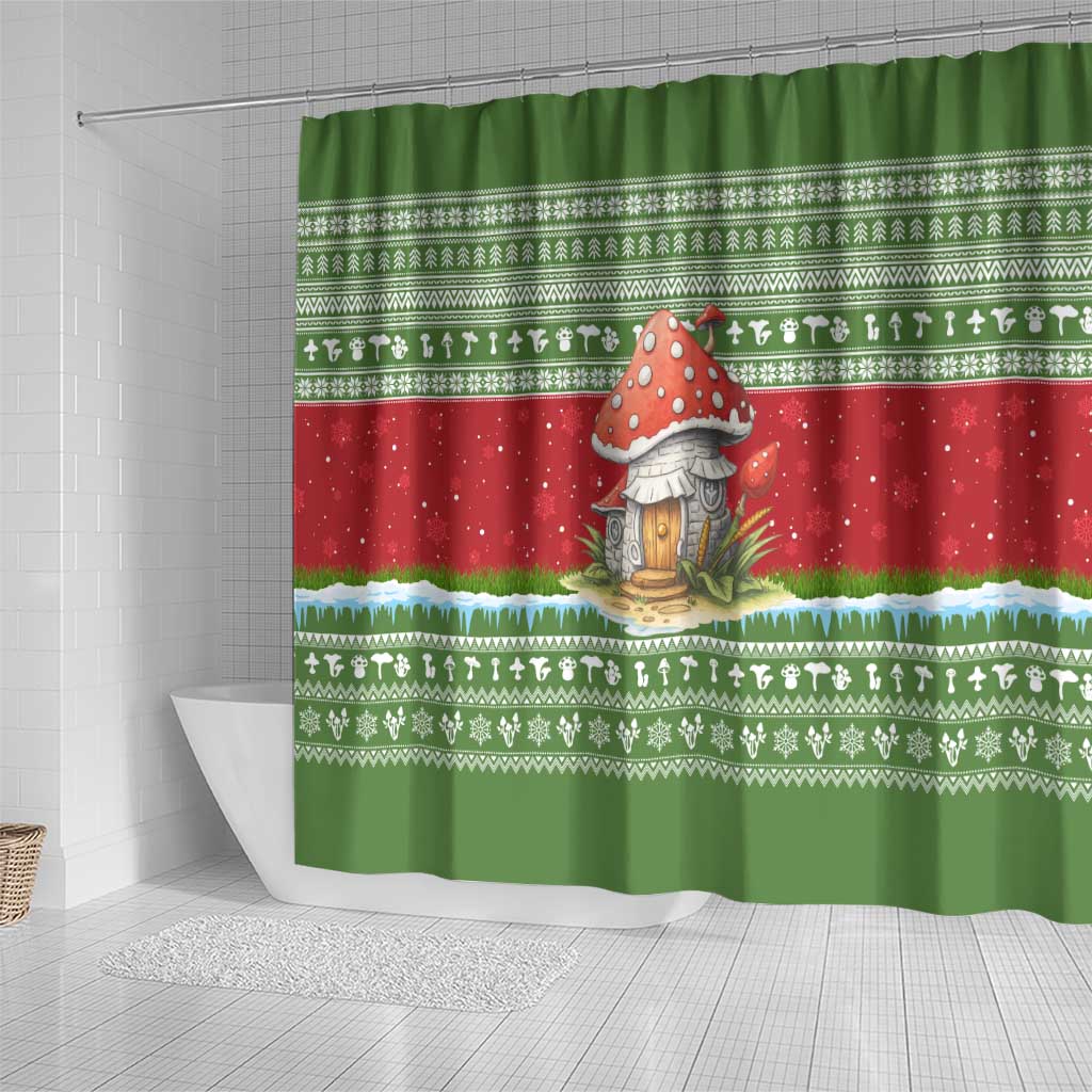 Christmas Mushroom House Shower Curtain Xmas Holiday Patterns - Wonder Print Shop