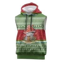 Christmas Mushroom House Sleeveless Hoodie Xmas Holiday Patterns - Wonder Print Shop