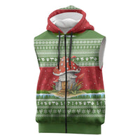 Christmas Mushroom House Sleeveless Zip Hoodie Xmas Holiday Patterns - Wonder Print Shop