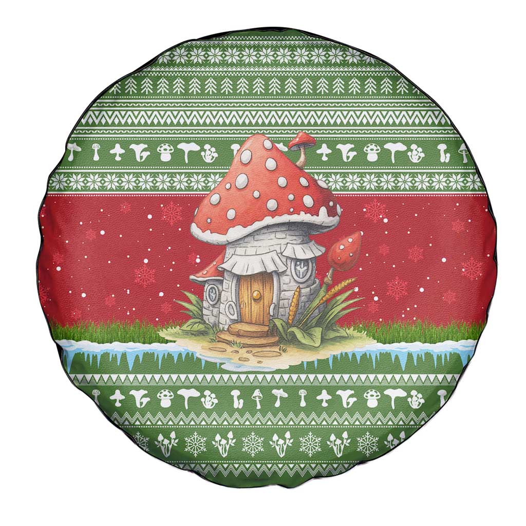 Christmas Mushroom House Spare Tire Cover Xmas Holiday Patterns - Wonder Print Shop