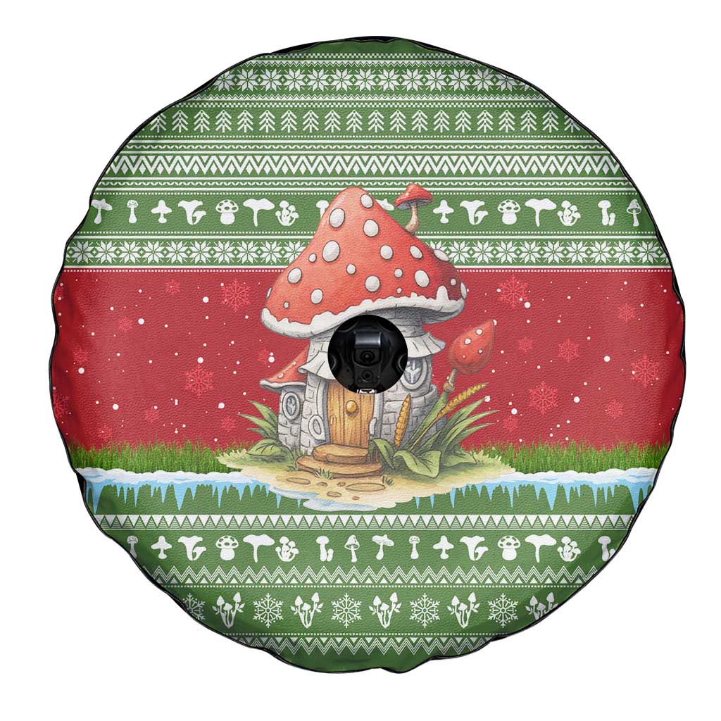 Christmas Mushroom House Spare Tire Cover Xmas Holiday Patterns - Wonder Print Shop