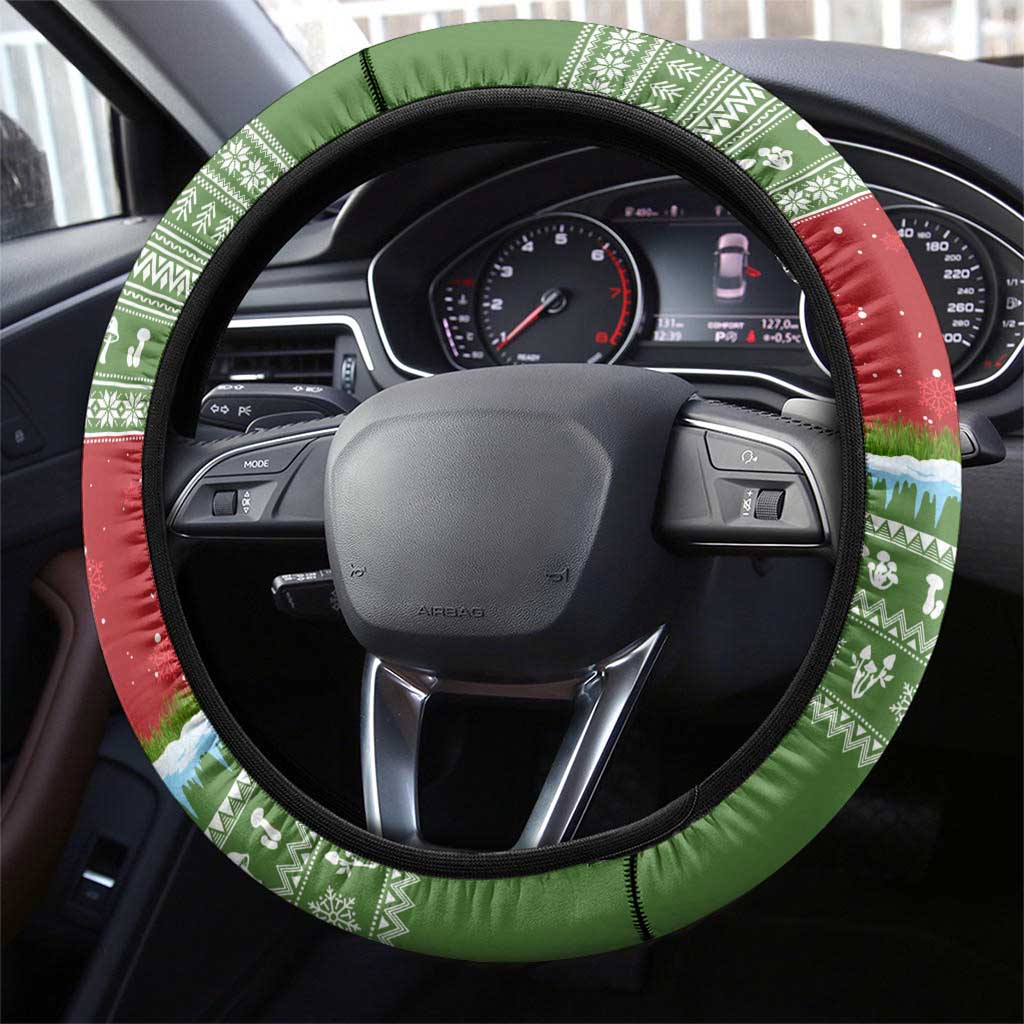 Christmas Mushroom House Steering Wheel Cover Xmas Holiday Patterns - Wonder Print Shop