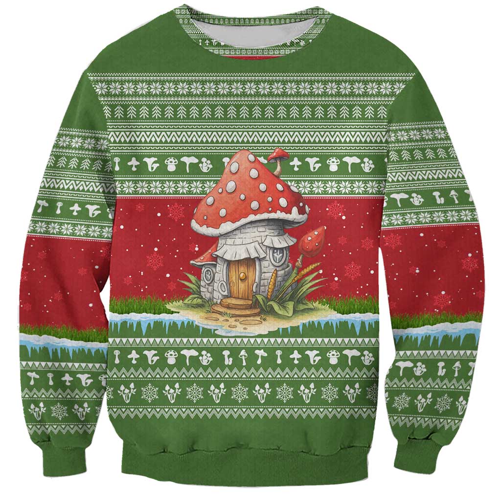 Christmas Mushroom House Sweatshirt Xmas Holiday Patterns - Wonder Print Shop