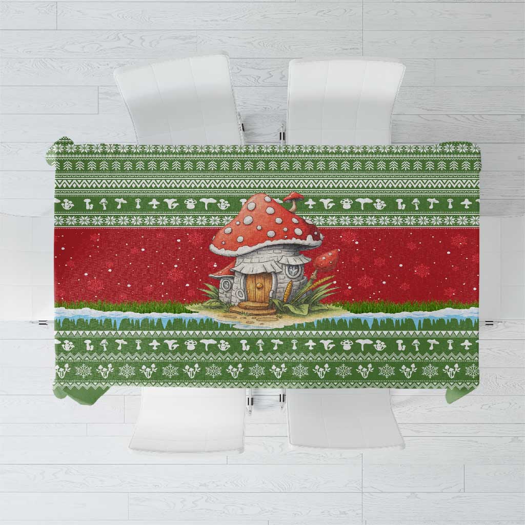 Christmas Mushroom House Tablecloth Xmas Holiday Patterns - Wonder Print Shop