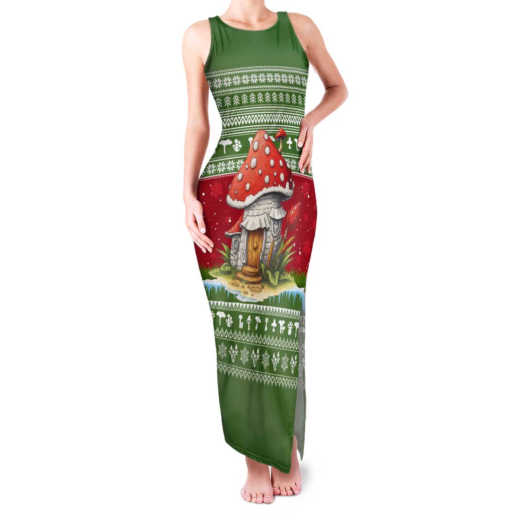 Christmas Mushroom House Tank Maxi Dress Xmas Holiday Patterns - Wonder Print Shop