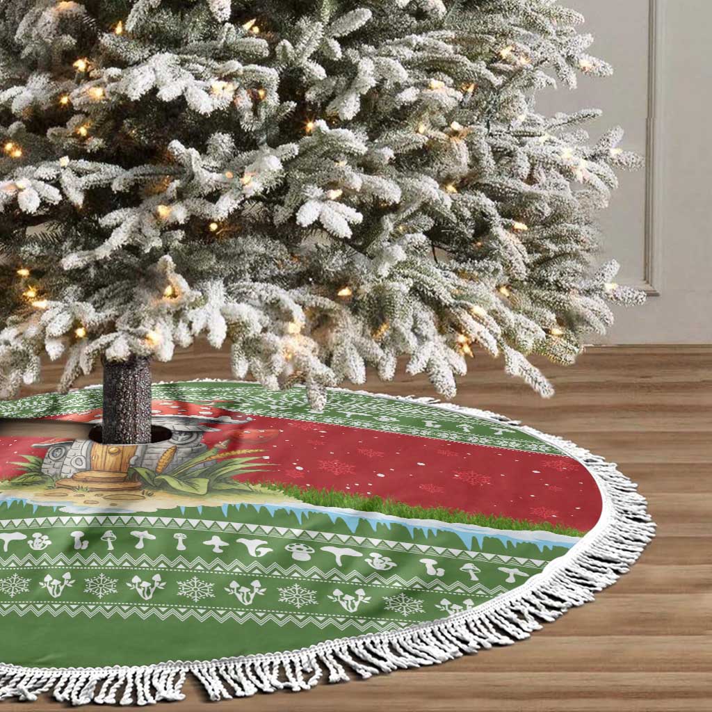 Christmas Mushroom House Tree Skirt Xmas Holiday Patterns - Wonder Print Shop