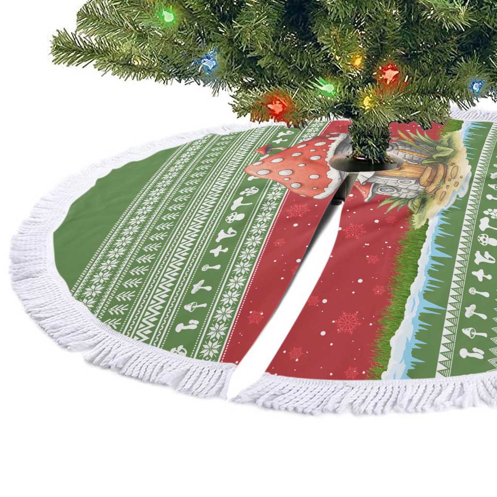 Christmas Mushroom House Tree Skirt Xmas Holiday Patterns - Wonder Print Shop