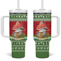 Christmas Mushroom House Tumbler With Handle Xmas Holiday Patterns - Wonder Print Shop
