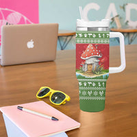 Christmas Mushroom House Tumbler With Handle Xmas Holiday Patterns - Wonder Print Shop
